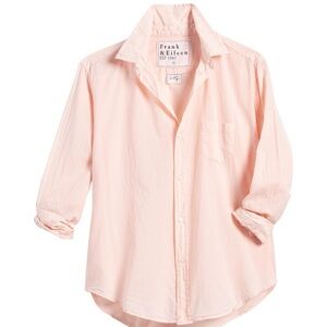 FRANK & EILEEN EILEEN WOVEN BUTTON DOWN LIGHTWEIGHT ORGANIC PEACH PINK $218 LG